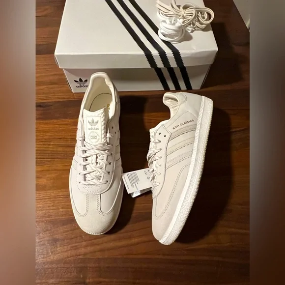 adidas gazelle silver green womens Adidas x Kith Unisex Samba Light Blue Low Top Sneakers